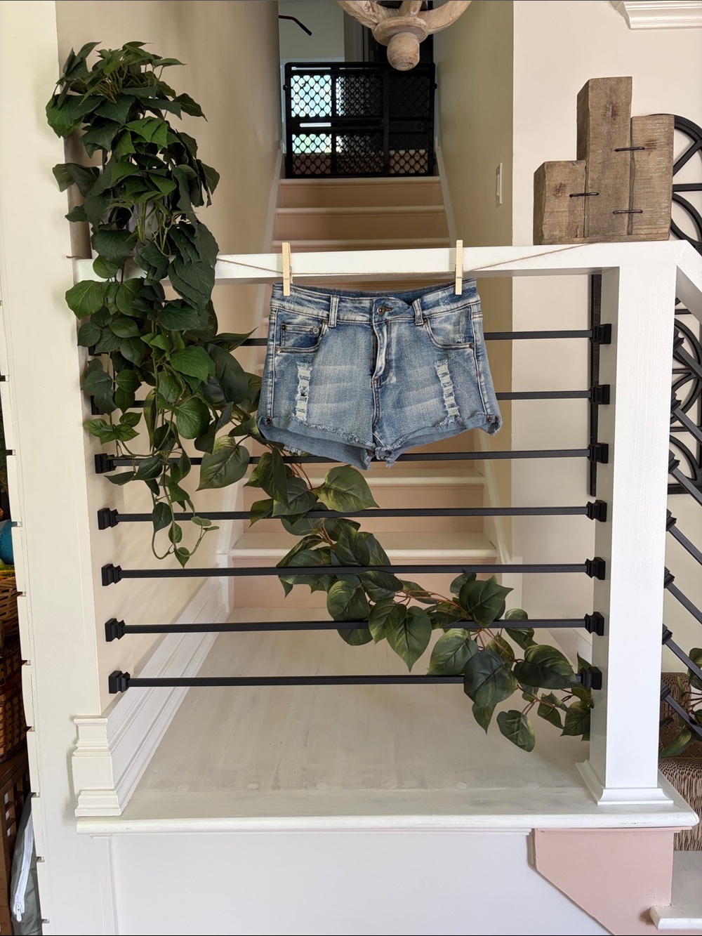 Ocean Drive Light Blue Distressed Denim Shorts